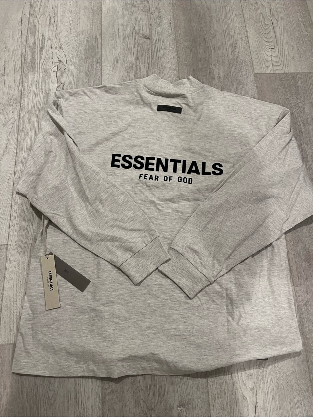 Essentials Light Gray Long Sleeve Shirt with Black Logo